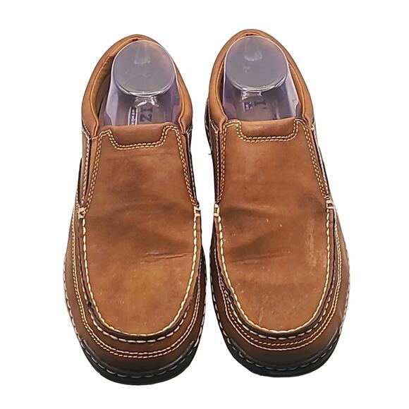 IZOD Charlie Men’s Slip-On Loafers Size 10,Dark Tan Leather, Excellent Condition - Picture 1 of 6